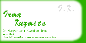 irma kuzmits business card